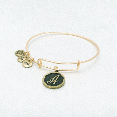 GOLD INITIAL BRACELET WITH DANGLES--A-Z AVAILABLE