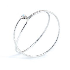 DOUBLE RHODIUM BANGLE WITH CRYSTAL CLOSURE