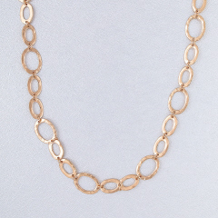 30" GOLD HAMMERED LONG LOOP CHAIN WITH EXTENDER