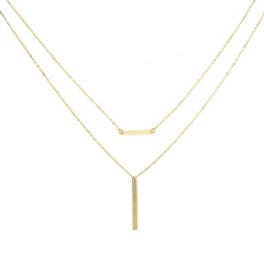 DOUBLE GOLD CHAIN WITH VERTICAL AND HORIZONTAL BAR