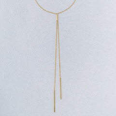 16-19" DOUBLE DROP GOLD LARIAT NECKLACE--CARDED