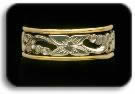 Sterling Silver Tapestry Band with Two Gold Filled Thins