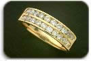 Twin Rows of Diamonds set in 14kt. Yellow or White Gold